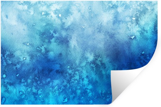 Muurstickers - Sticker Folie - Waterverf - Blauw - Patroon - 30x20 cm - Plakfolie - Muurstickers Kinderkamer - Zelfklevend Behang - Zelfklevend behangpapier - Stickerfolie