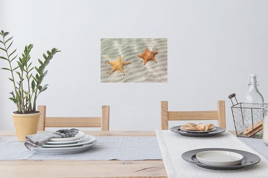 Sticker Muursticker Étoile de mer - étoile de mer marron clair et marron foncé sous l'eau - 30x20 cm - film adhésif autocollant - sticker mural repositionnable