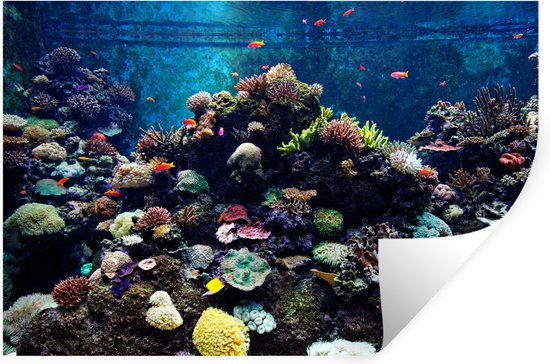 Muurstickers - Sticker Folie - Aquarium met tropische vissen en koralen - 30x20 cm - Plakfolie - Muurstickers Kinderkamer - Zelfklevend Behang - Zelfklevend behangpapier - Stickerfolie