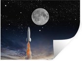 Muurstickers - Sticker Folie - Een illustratie van de space shuttle en de volle maan - 40x30 cm - Plakfolie - Muurstickers Kinderkamer - Zelfklevend Behang - Zelfklevend behangpapier - Stickerfolie
