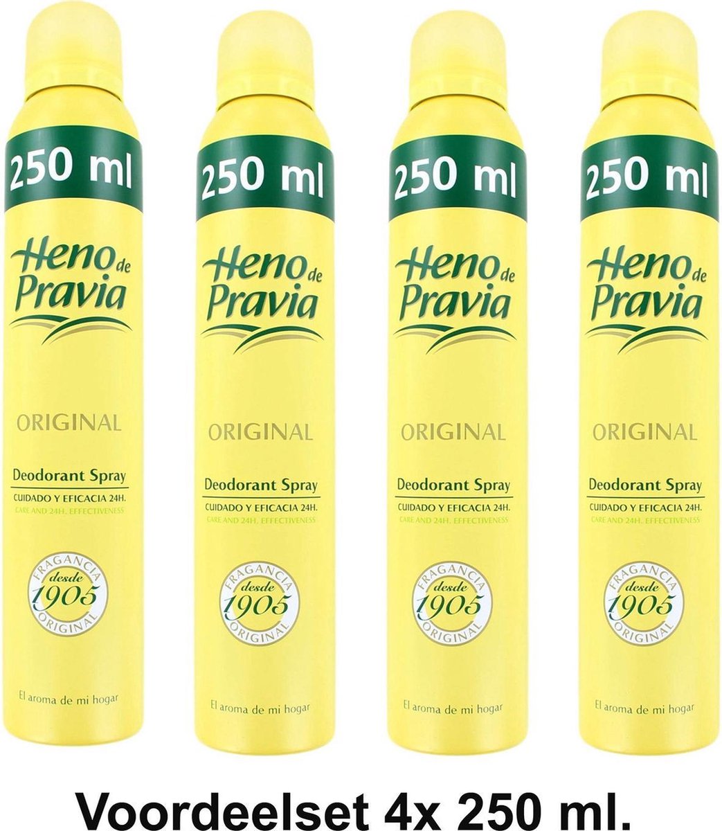 Heno de Pravia spray - 200 ml - Deodorant - 4 st - Voordeelverpakking