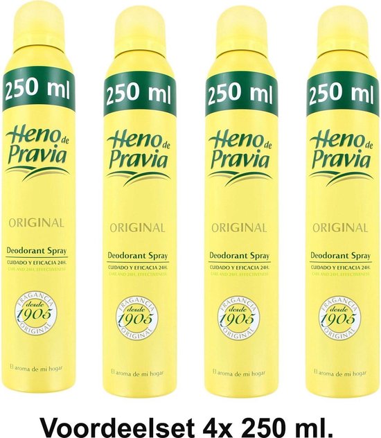 Heno de Pravia spray - 200 ml - Deodorant - 4 st - Voordeelverpakking