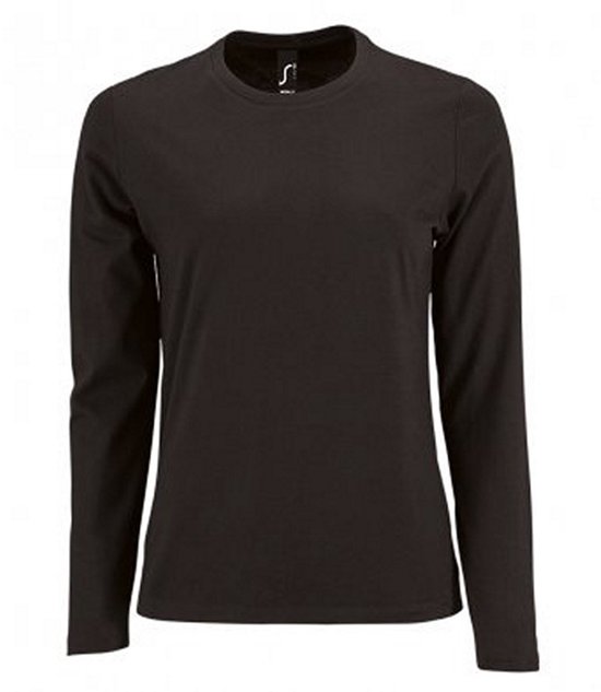 SOLS Dames/dames Keizerlijk T-Shirt met lange mouwen (Diep zwart)