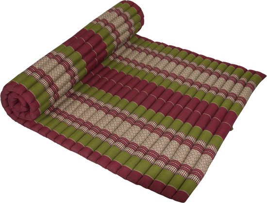 Fine Asianliving Thaise Mat Oprolbaar Matras 200x100x4.5cm Bordeaux Groen Meditatie Mat Matras van Fine Asianliving — afbeelding 5