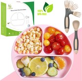 HI NATURE™ Baby bord met zuignap - Siliconen bord - Kindersevices - Babycadeaus voor eten & drinken - BPA vrij baby bordje set roze