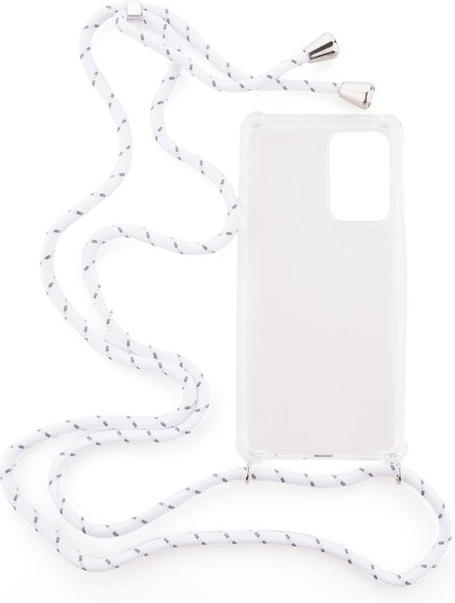 Shop4 - Samsung Galaxy A52 Hoesje - Zachte Back Case met Koord Multi Wit