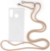 Shop4 - Huawei P30 Lite (new edition) Hoesje - Zachte Back Case met Koord Beige