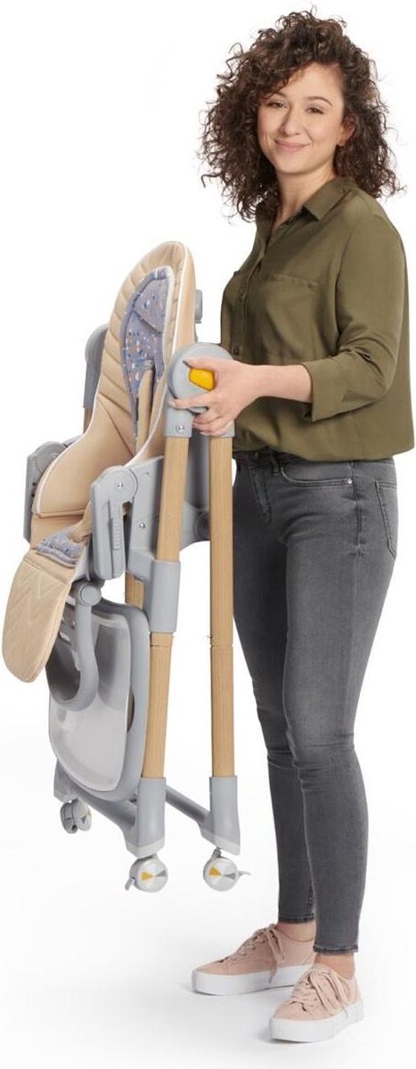 Kinderkraft LASTREE - 2-in-1 Wipstoel en Kinderstoel - 5 Hoogte-instellingen - Inclusief Speeltjes - Makkelijk te Reinigen - Tot 15 kg - Beige — afbeelding 4