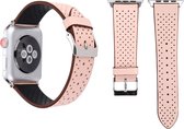By Qubix Dot Pattern Leren bandje - Roze - Geschikt voor Apple Watch 42mm - 44mm - 45mm - Ultra - 49mm - Compatible Apple watch bandje - smartwatch