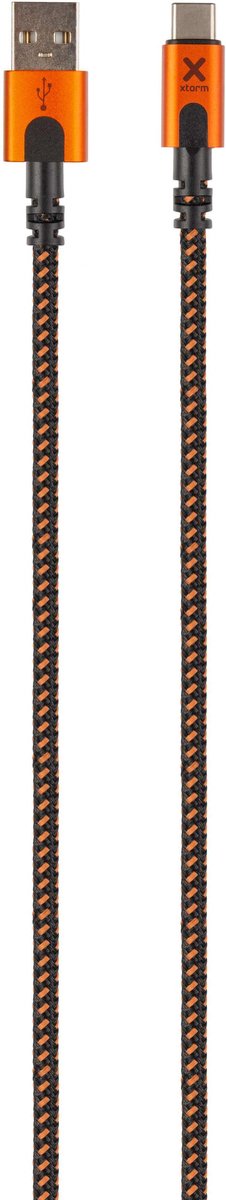 Xtorm Xtreme USB naar USB-C kabel - incl. levenslange garantie - 1,5 m - Zwart/Oranje