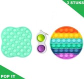 Pop It Set - 3 Stuks - Regenboog Pop It - Pop It Rond - Simple Dimple - Pop It Fidget Toy - Fidget Toys Pakket Onder De 15 Euro