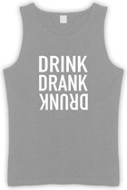 Grijs Tanktop met “ Drink. Drank, Drunk “ print Wit  Size L