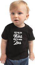 Geef een kus ik word zus cadeau t-shirt zwart voor peuter / kinderen - Aankodiging zwangerschap grote zus 86 (9-18 maanden)