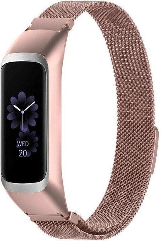 Milanees Smartwatch bandje - Geschikt voor Samsung Galaxy Fit 2 Milanese band - rosé pink - Strap-it Horlogeband / Polsband / Armband