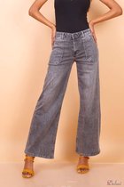 Broek Toxik3 hoge taille flared jeans grijs