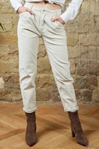 Broek Toxik3 hoge taille velour mom fit beige