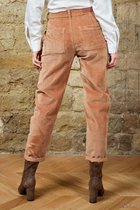 Broek Toxik3 hoge taille velour mom fit camel