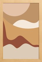 JUNIQE - Poster met houten lijst Golden Waves -13x18 /Bruin & Geel