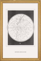 JUNIQE - Poster met houten lijst Northern Constellations -13x18 /Grijs