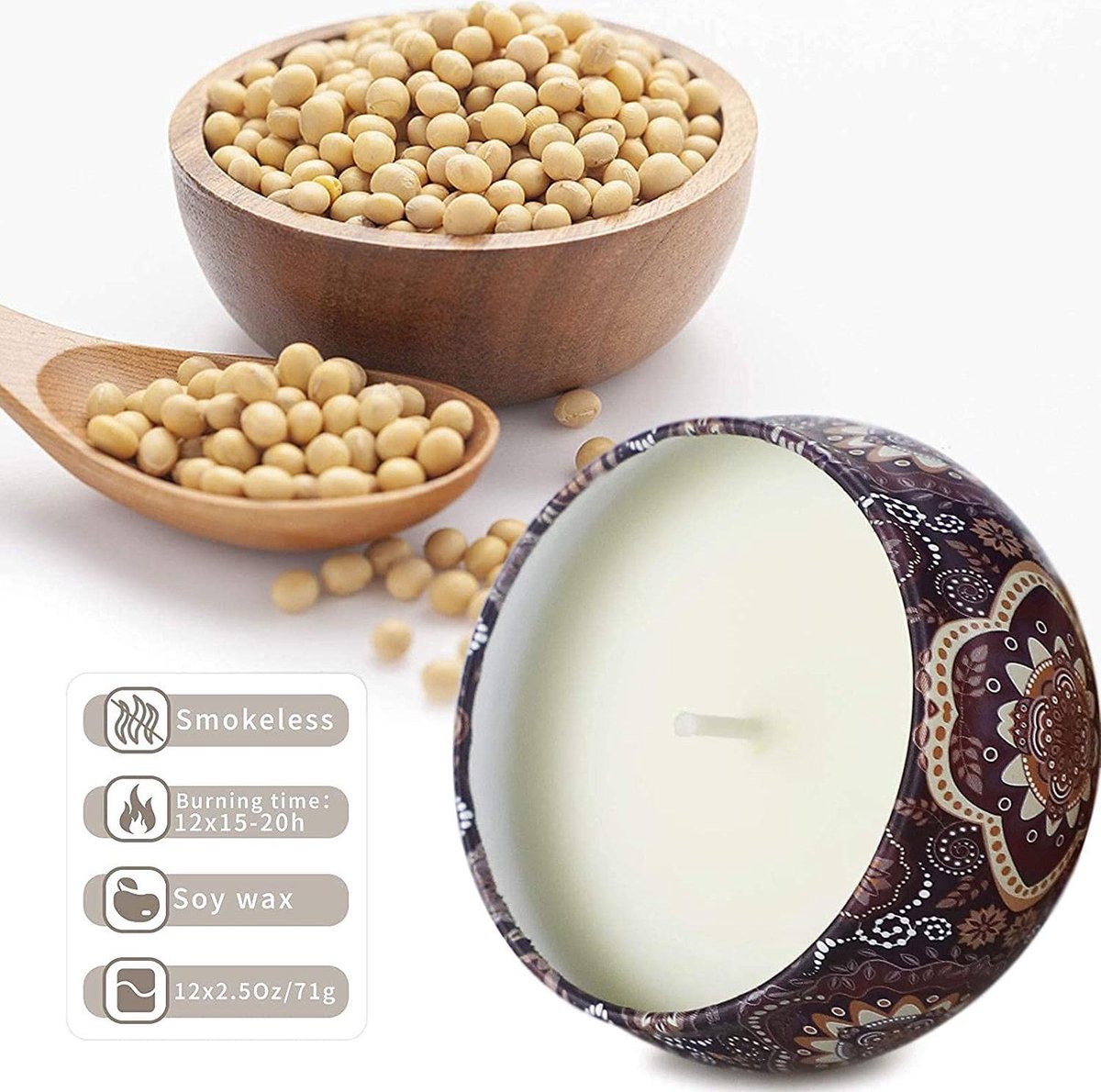 NCKIHRKK Geurkaarscadeaus voor vrouwen, 9 Stok Natuurlijke Sojawas Geurkaarsenset, 2,5 OZ Draagbare Reiskaarsen Ontspanningscadeau voor Vrouwen Verjaardag, Bedankt, Yoga, Massage