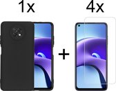 Xiaomi Redmi Note 9T hoesje zwart siliconen case hoes cover hoesjes - 4x Xiaomi Redmi Note 9T Screenprotector