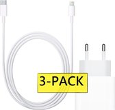 3x Premium USB-C Oplader met 1 Meter Lightning Kabel voor Apple iPhone 12 / iPhone 12 Pro / iPhone 12 Pro Max  | Lader / Oplaadstekker / Adapter met Power Charging 20W - Snellaadfunctie