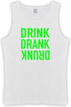 Witte Tanktop met “ Drink. Drank, Drunk “ print Groen  Size L