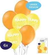 Happy Birthday Ballonnen – Helium Ballonnen - Verjaardag Ballonnen - Verjaardag Versiering - Bedrukte Ballonnen - Ballonnen & Accessoires - Geel - 6 Stuks