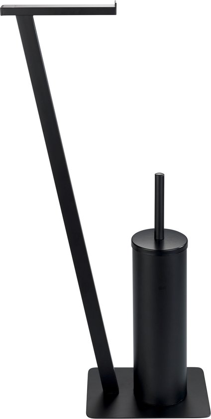 Sealskin Tube, Toilet Butler - Toilet paper holder - Toilet brush with holder - freestanding, Black, 200x200x710mm