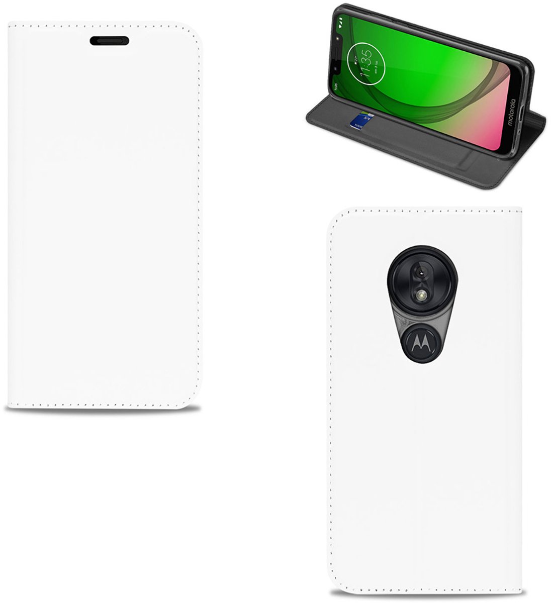 Bookcase Motorola Moto G7 Play Hoesje Wit met Pashouder