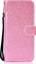 Apple iPhone 12 Pro Hoesje - Mobigear - Glitter Serie - Kunstlederen Bookcase - Roze - Hoesje Geschikt Voor Apple iPhone 12 Pro