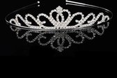 Fiory Tiara | Tiara met strass steentjes| Kroontje bling bling| prinsessen kroontje| Diadeem| Haarsieraad met steentjes| volwassenen en kinderen| zilver| hartje met bogen binnenzij