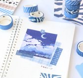 Blauwe Patronen Washi Tapes | Vier Verschillende Washi Tapes in Prachtige Blauwe Tinten en Patronen | Masking Tapes | Bullet Journal | Plakboeken | Inpakken | Versieringen | Journa