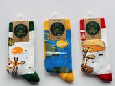 My Sokkies kindersokken - Giraffe sokken - Leeuwen sokken - Luipaard sokken - nieuw - dierenprint - kids socks - unisex - maat 31-34 - Wildlife - goed doel