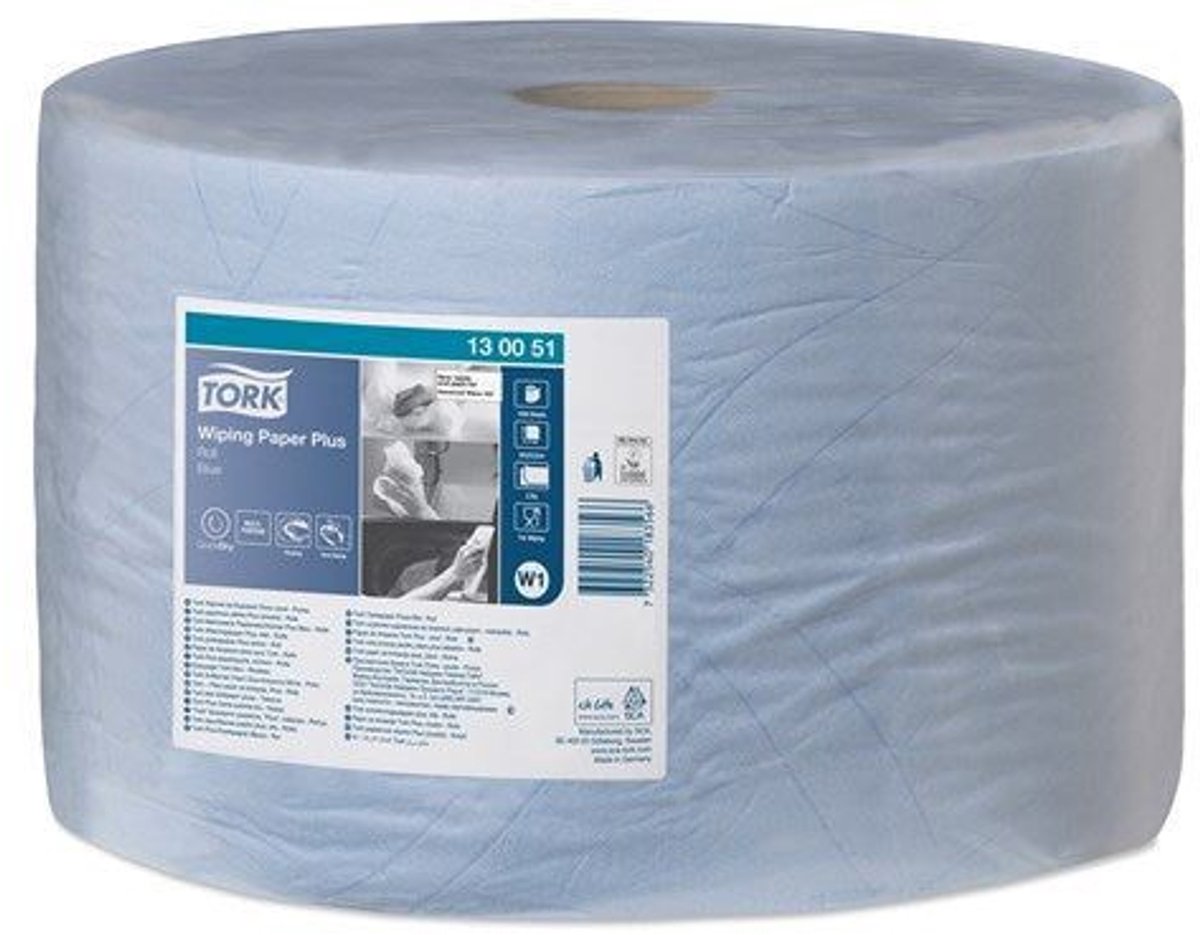 Goedkoopste Tork Adv. Wiper 420 Perform. 2-lgs blauw 510 mtr x 24 cm pak à 1 rol/1500 vel (130051