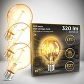 B.K.Licht - Led Lichtbron - filament - kooldraadlampen - globe - retro led lamp - E27 - G80 Edison - 2.200K - 4W - 320lm - amber kleur -  set van 3
