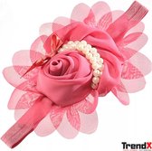 Parellint met bloemblaadjes. Roze chiffon bloemen voor ambachten. Haarbanden met babybloemen