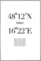 JUNIQE - Poster met kunststof lijst Wien -20x30 /Wit & Zwart