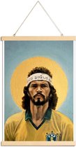 JUNIQE - Posterhanger Football Icon - Sócrates -30x45 /Blauw & Geel