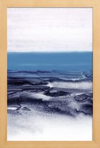 JUNIQE - Poster met houten lijst Blauw Landschap - abstract -13x18