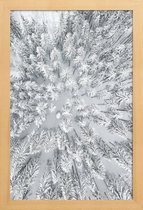 JUNIQE - Poster met houten lijst Snowy Forests -13x18 /Grijs & Wit