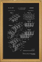 JUNIQE - Poster met houten lijst Legoblokje - Patentopdruk - Blauwdruk