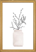 JUNIQE - Poster met houten lijst Winter Flower -30x45 /Wit & Zwart