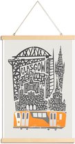 JUNIQE - Posterhanger Glasgow Cityscape -20x30 /Grijs & Oranje