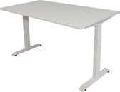 Bureau 160x80 cm. – In hoogte instelbaar – Frame: wit – Blad: Wit
