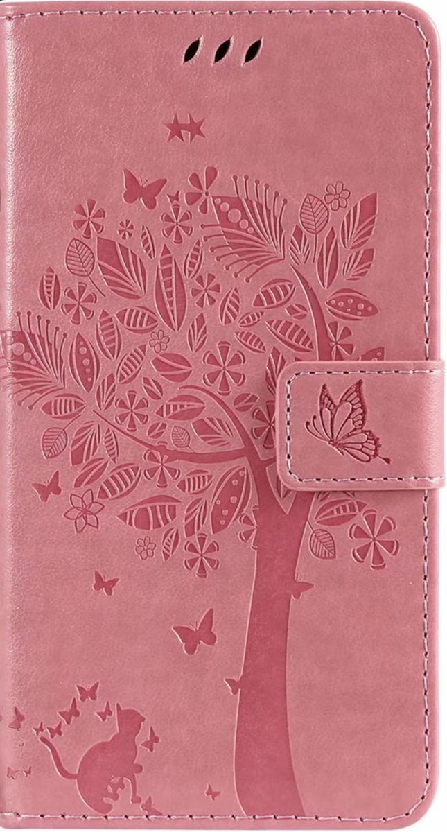 Geschikt voor Samsung Galaxy A72 Bookcase - Roze - Bloemen - Portemonnee Hoesje