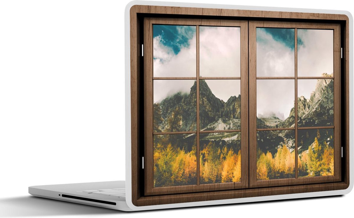 Laptop sticker - 13.3 inch - Doorkijk - Berg - Boom - 31x22,5cm - Laptopstickers - Laptop skin - Cover