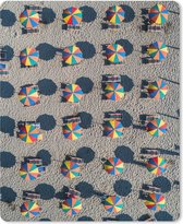 Muismat Vogelperspectief Zomer - Bovenaanzicht van gekleurde parasols op het strand van Italië muismat rubber - 19x23 cm - Muismat met foto