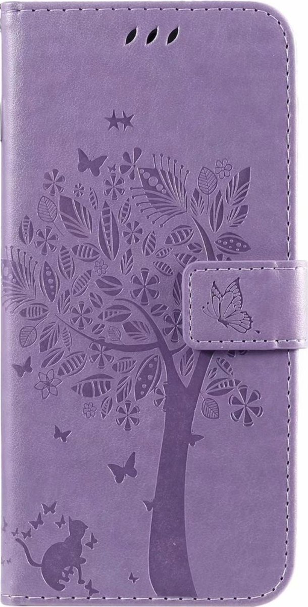 Geschikt voor Samsung Galaxy Note 10 Lite Bookcase - Paars - Bloemen - Portemonnee Hoesje