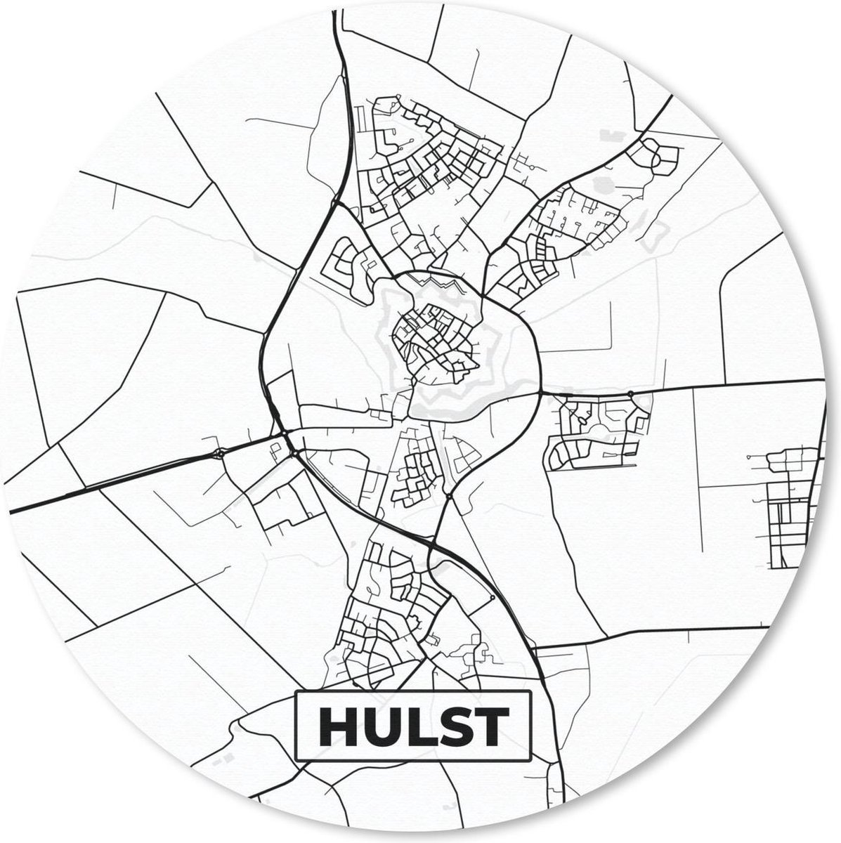 Muismat rond 20x20 cm - Mousepad Kaart - Hulst - Zwart - Wit - Ronde muismatten